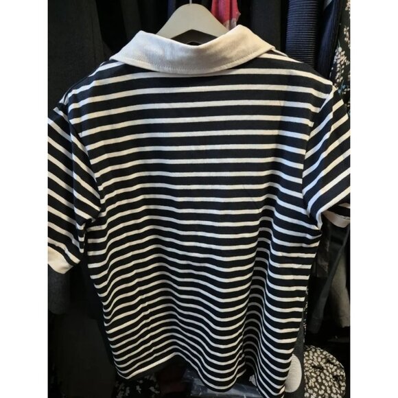 Striped Polo Collar T-Shirt for Women – Casual Short Sleeve Top - Picture 2 of 6